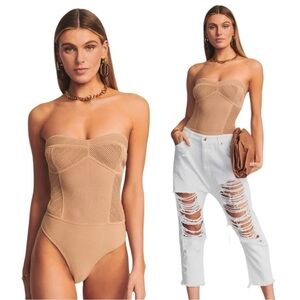 Retrofete Lena Bustier Knit Bodysuit in Nude